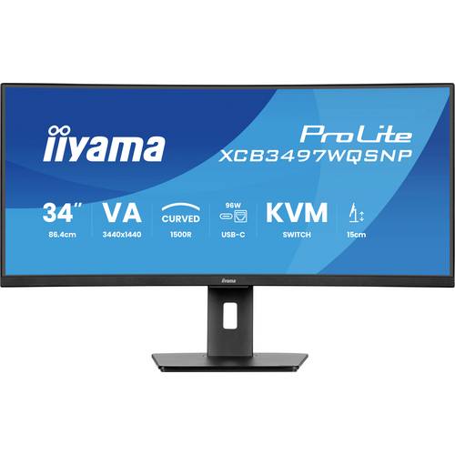 Thumbnail - Iiyama ProLite LED-Monitor EEK F (A - G) 86.4 cm (34 Zoll) 3440 x 1440 Pixel 21:9 0.4 ms DisplayPort VA LED