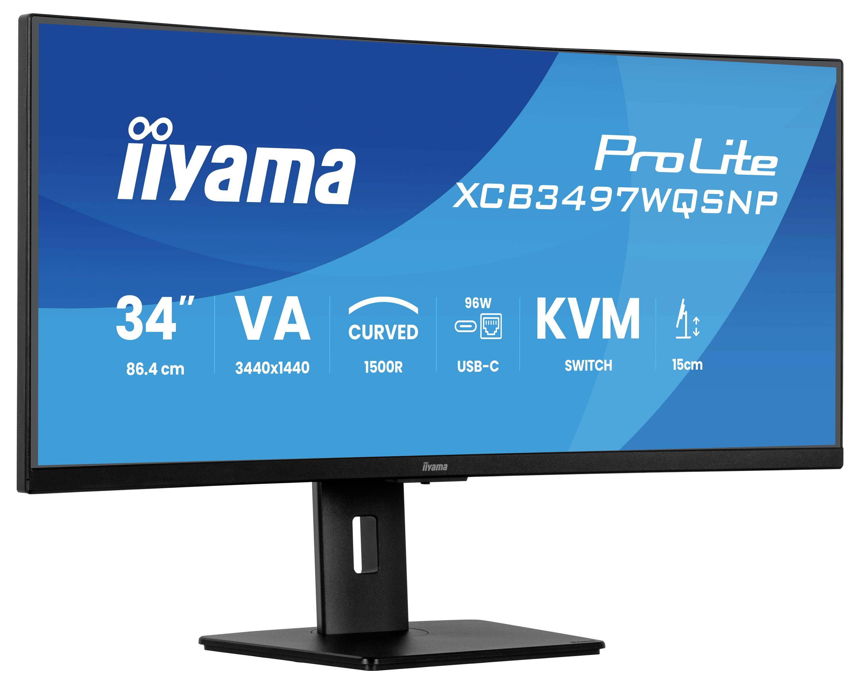 Iiyama ProLite XCB3497WQSNP-B1 LED-Monitor EEK F (A - G) 86.4 cm (34 Zoll) 3440 x 1440 Pixel 21:9 0.4 ms DisplayPort VA -1
