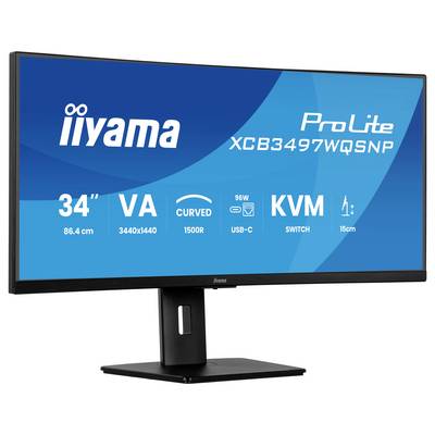 Iiyama ProLite XCB3497WQSNP-B1 LED-Monitor EEK F (A - G) 86.4 cm (34 Zoll) 3440 x 1440 Pixel 21:9 0.4 ms DisplayPort VA -1