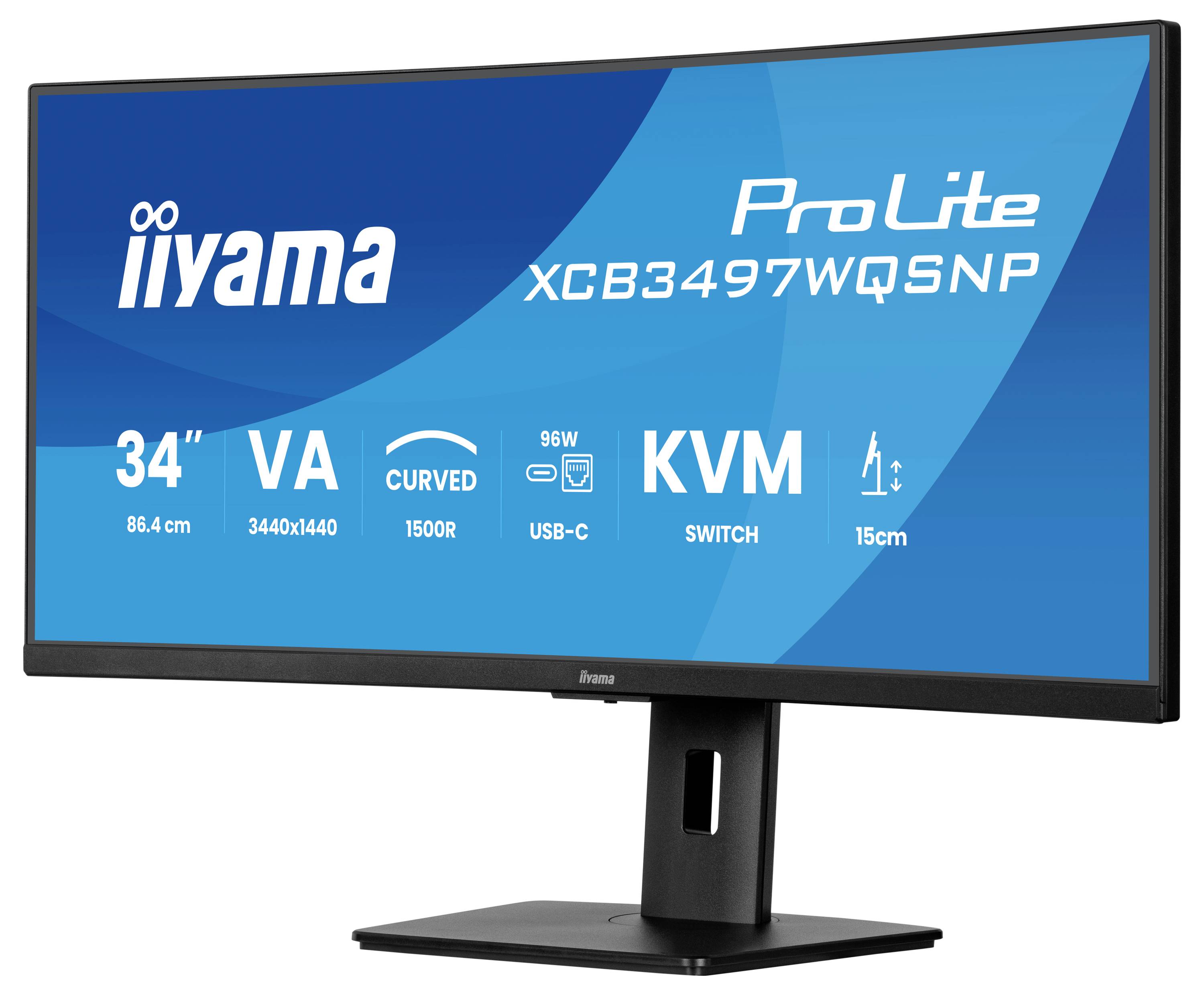 Iiyama ProLite XCB3497WQSNP-B1 LED-Monitor EEK F (A - G) 86.4 cm (34 Zoll) 3440 x 1440 Pixel 21:9 0.4 ms DisplayPort VA -2