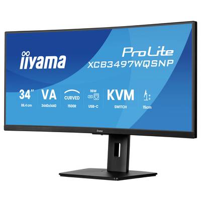 Iiyama ProLite XCB3497WQSNP-B1 LED-Monitor EEK F (A - G) 86.4 cm (34 Zoll) 3440 x 1440 Pixel 21:9 0.4 ms DisplayPort VA -2