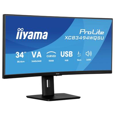 Iiyama ProLite XCB3494WQSU-B1 LED-Monitor EEK F (A - G) 86.4 cm (34 Zoll) 3440 x 1440 Pixel 21:9 0.4 ms DisplayPort VA L-1