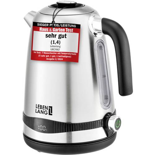 Thumbnail - Lebenlang LBE2662 Wasserkocher BPA-frei, mit Display Edelstahl Fassungsvermögen: 1.7 l