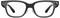 Schwarze rechteckige intelligente Brille mit eingebauter Kamera in der oberen rechten Ecke des Rahmens.
