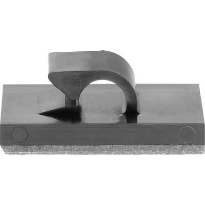 Ein rechteckiger metallischer Gegenstand mit einem zentralen gebogenen Griff oben, der einem Werkzeug oder Teil eines Mechanismus ähnelt, auf einer flachen Oberfläche platziert.