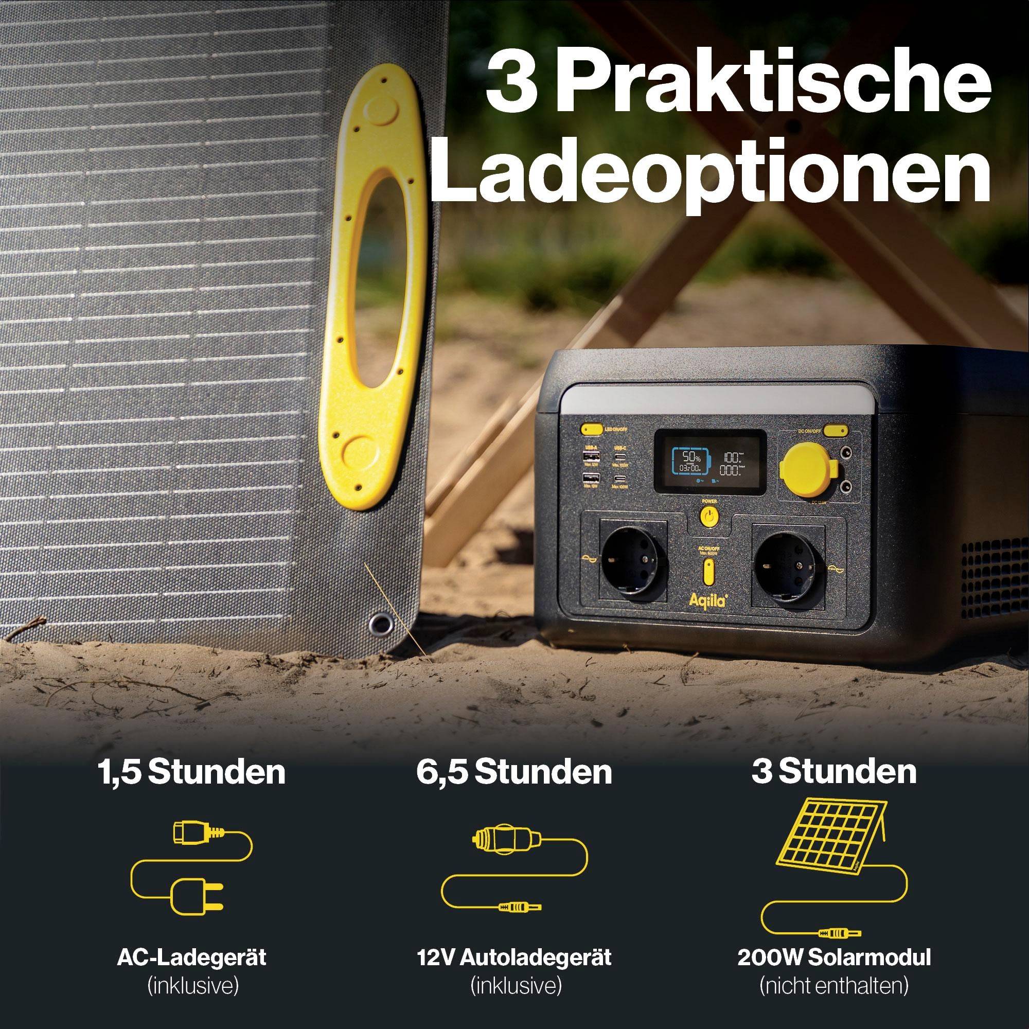 Aqiila S600V2 Powerstation 20 Ah LiFePO 4 Schwarz, Gelb LED Taschenlampe-12