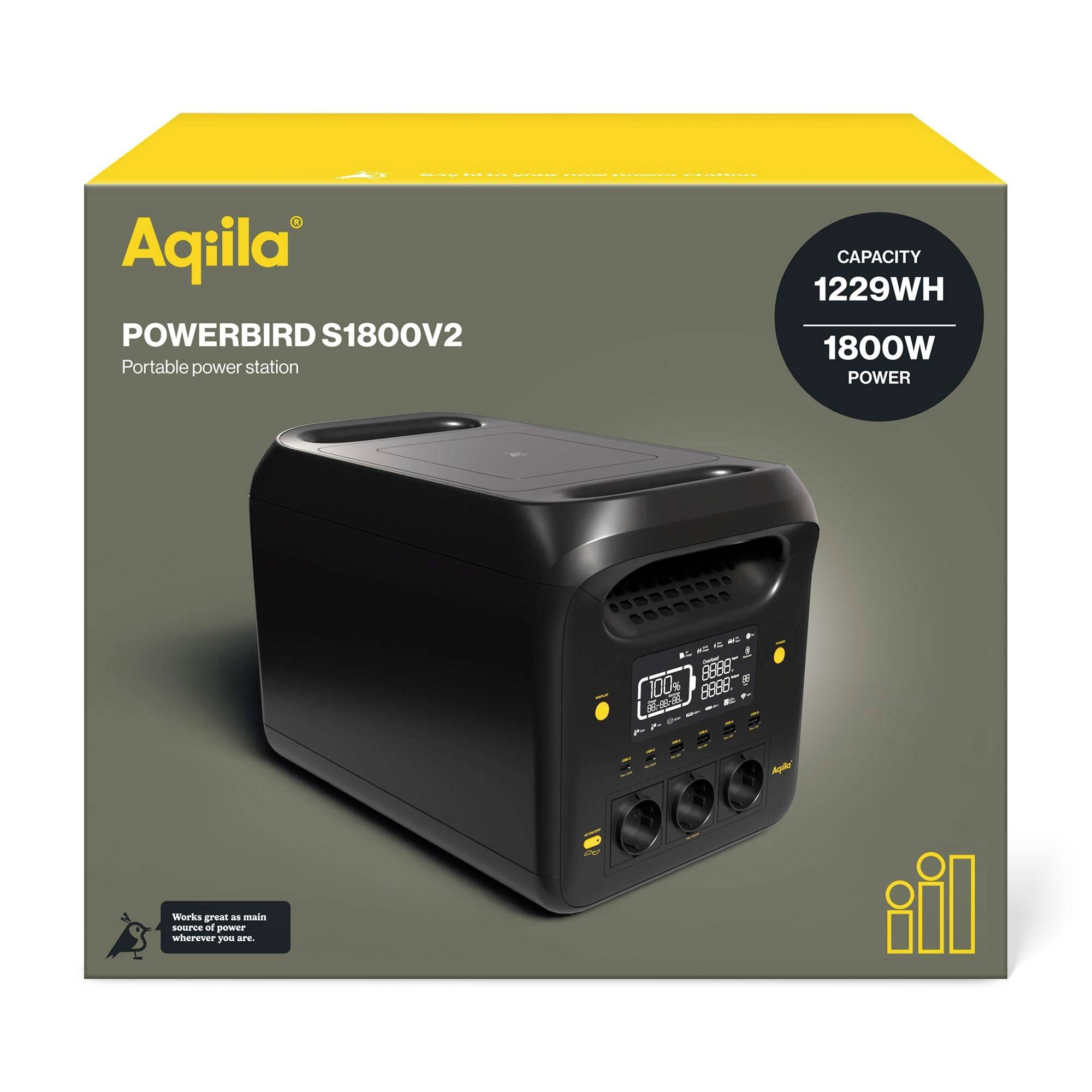 Aqiila S1800V2 Powerstation 24 Ah LiFePO 4 Schwarz, Gelb Statusanzeige, LED Taschenlampe-7