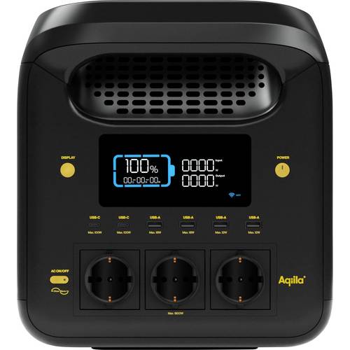 Aqiila S1800V2 Powerstation 24 Ah LiFePO 4 Schwarz, Gelb Statusanzeige, LED Taschenlampe