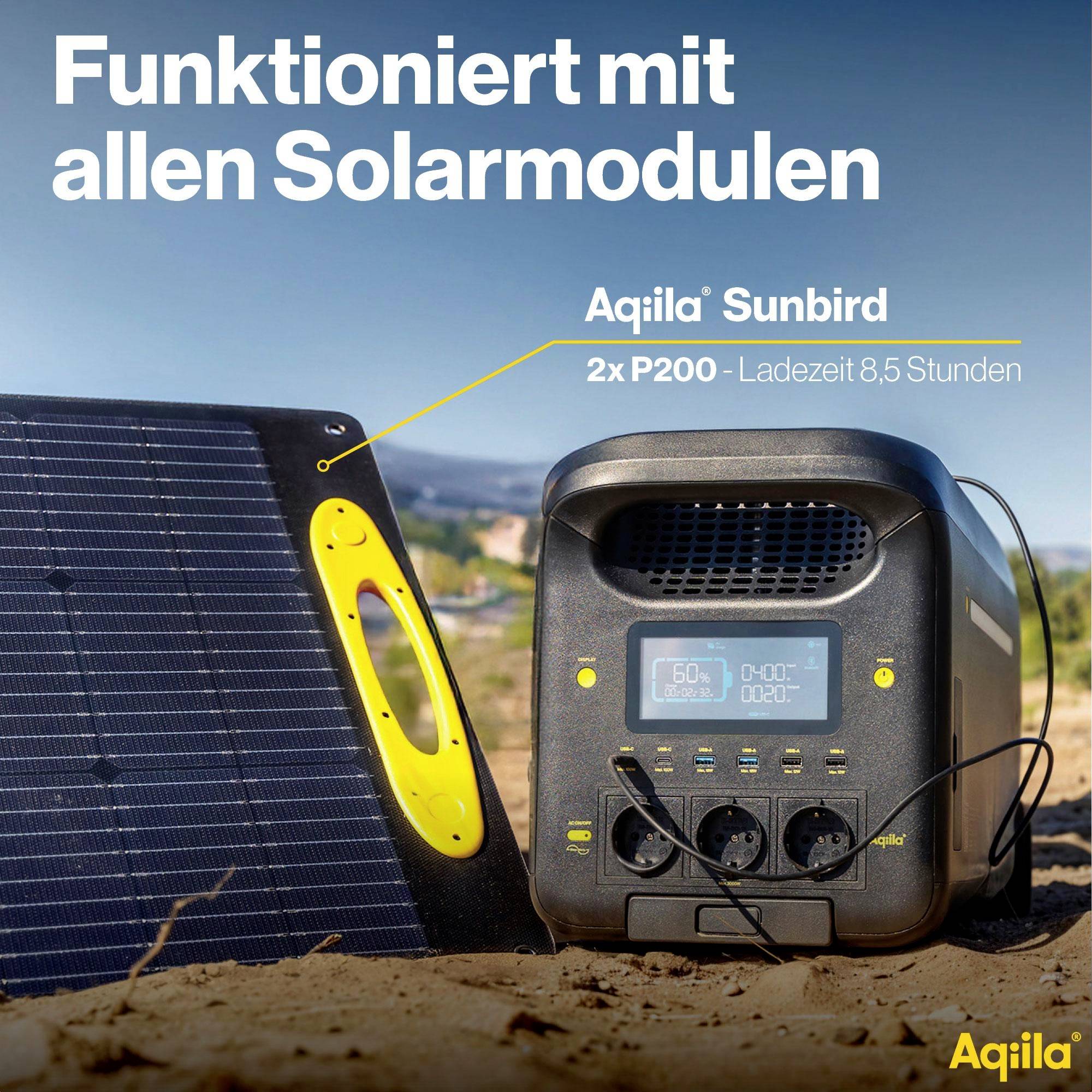 Aqiila S3000V2 Powerstation 50 Ah LiFePO 4 Schwarz, Gelb LED Taschenlampe-11