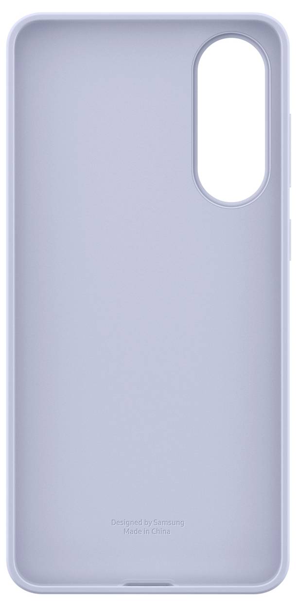 Eine hellviolette Smartphone-Hülle mit einer ovalen Öffnung für die Kamera.