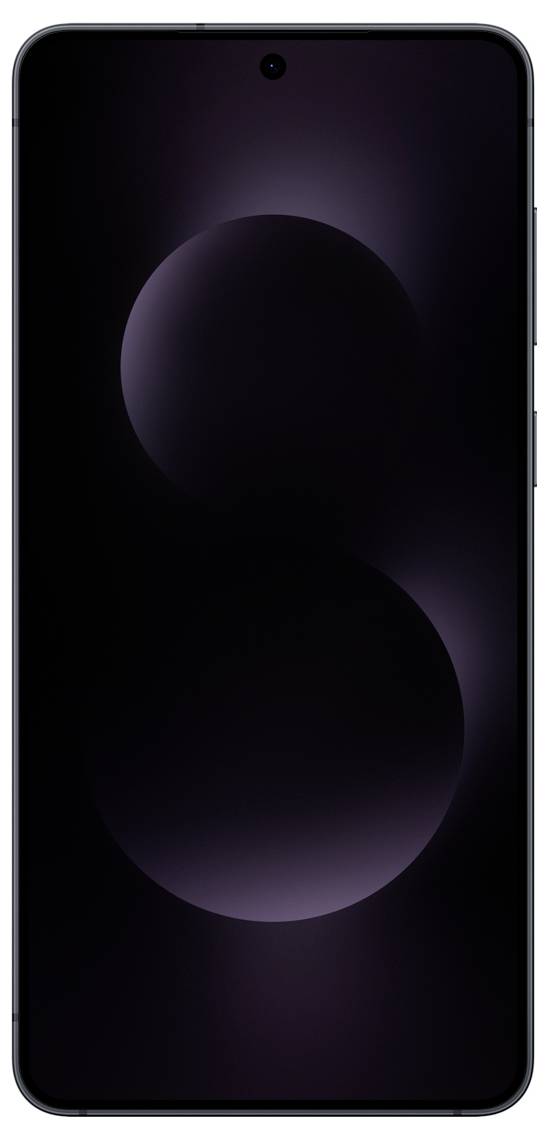 Ein Smartphone mit einem dunklen abstrakten Hintergrund, der zwei sich überlappende Kreise zeigt, die einer stilisierten Acht ähneln.