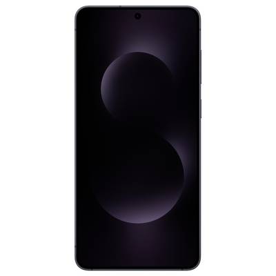 Ein Smartphone mit einem dunklen abstrakten Hintergrund, der zwei sich überlappende Kreise zeigt, die einer stilisierten Acht ähneln.