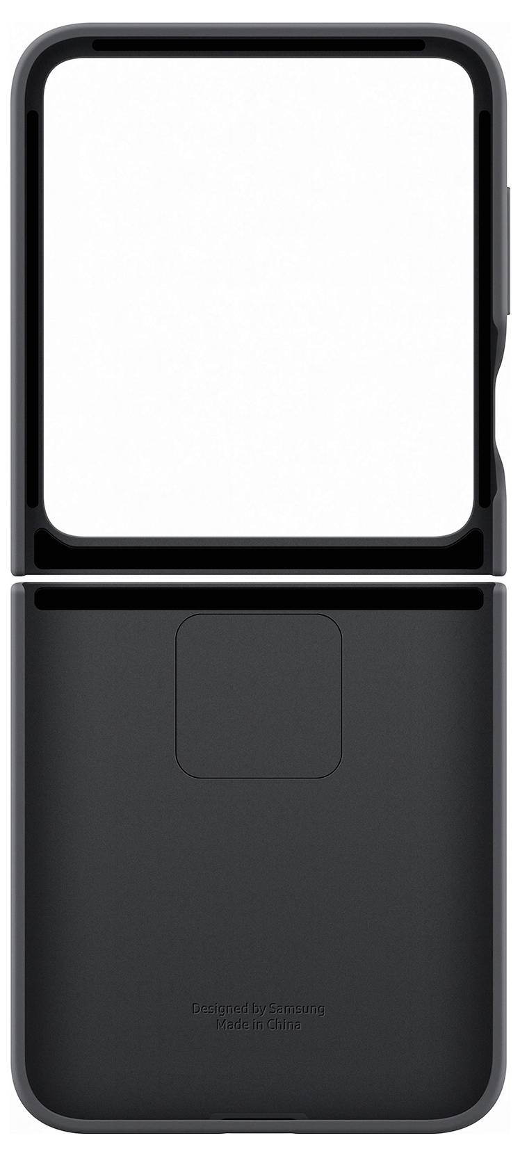 Eine schwarze Klapp-Handyhülle mit einer Aussparung für die Kamera oben und gepolstertem Innenfutter, die speziell entwickelt wurde, um ein Smartphone zu schützen und perfekt zu passen.