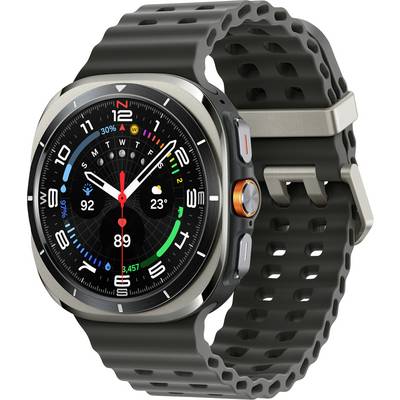 Smartwatch mit rundem Display, das die Uhrzeit, das Datum, die Herzfrequenz von 92 Schlägen pro Minute, die Schrittzahl von 5.457 und einen digitalen Kompass auf einem schwarzen Armband zeigt.