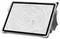 Ein Tablet mit einem robusten weißen Gehäuse, auf dessen Bildschirm eine Wasserripple-Effekt horizontal dargestellt wird.