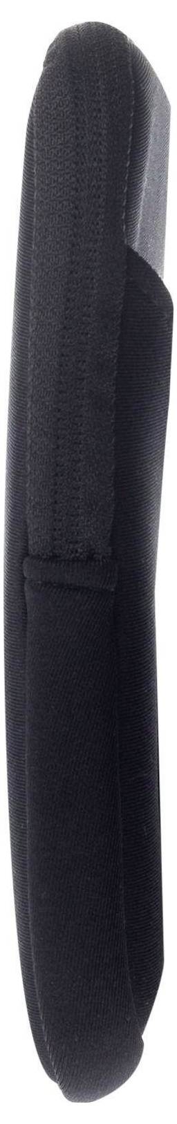 Nahaufnahme einer schwarzen, teilweise geöffneten Reißverschlusstasche mit zwei Reißverschlusszügen. Die Tasche ist Teil eines Textilgegenstands, möglicherweise einer Tasche.