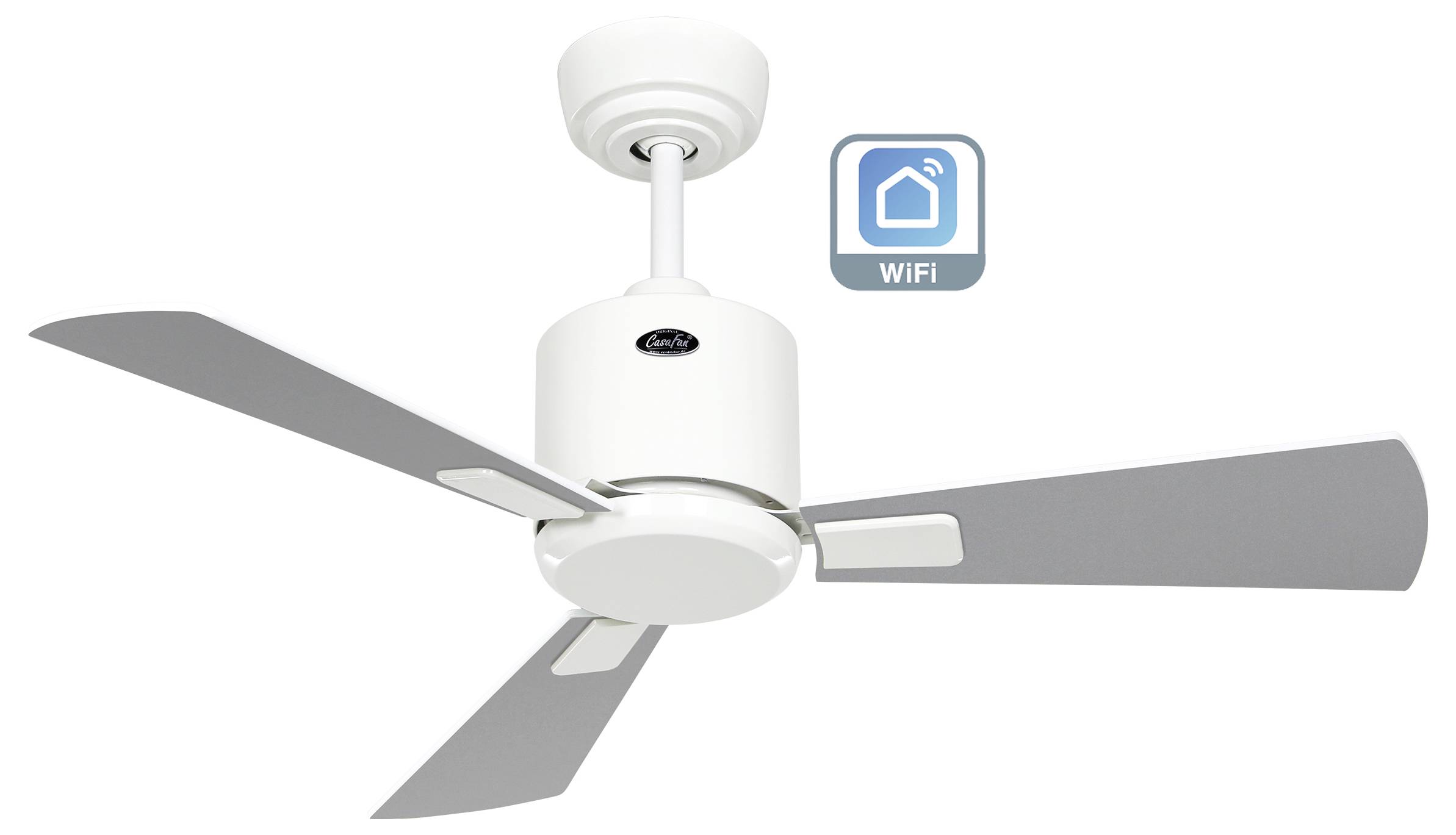 CasaFan ECO NEO III 92 WE-WE/LG WiFi Flügel Weiß/Lichtgrau Deckenventilator 12 W (Ø x H) 92 cm x 360 mm Weiß mit Fernbed-1