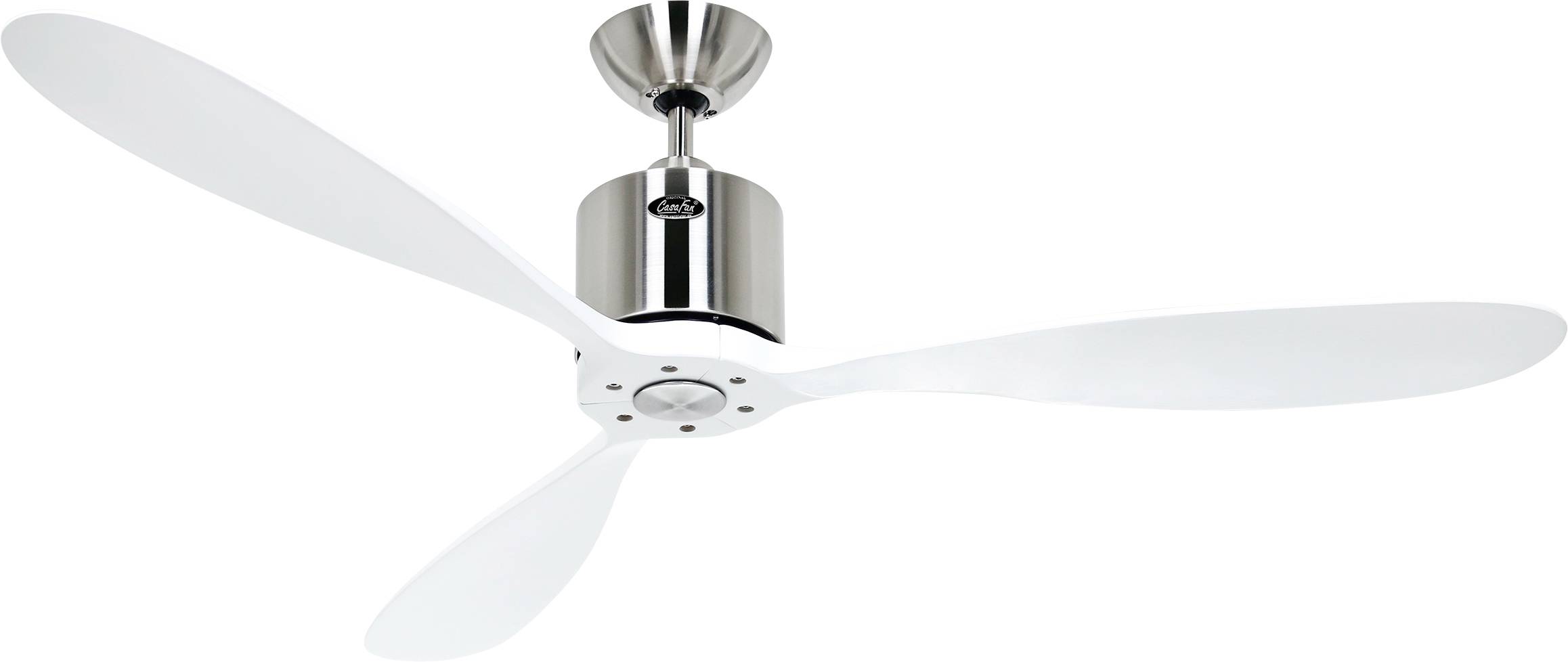 CasaFan AEROPLAN ECO 132 BN-WE Flügel Massivholz Weiß Deckenventilator 27 W (Ø x H) 132 cm x 310 mm Chrom (gebürstet) mi...