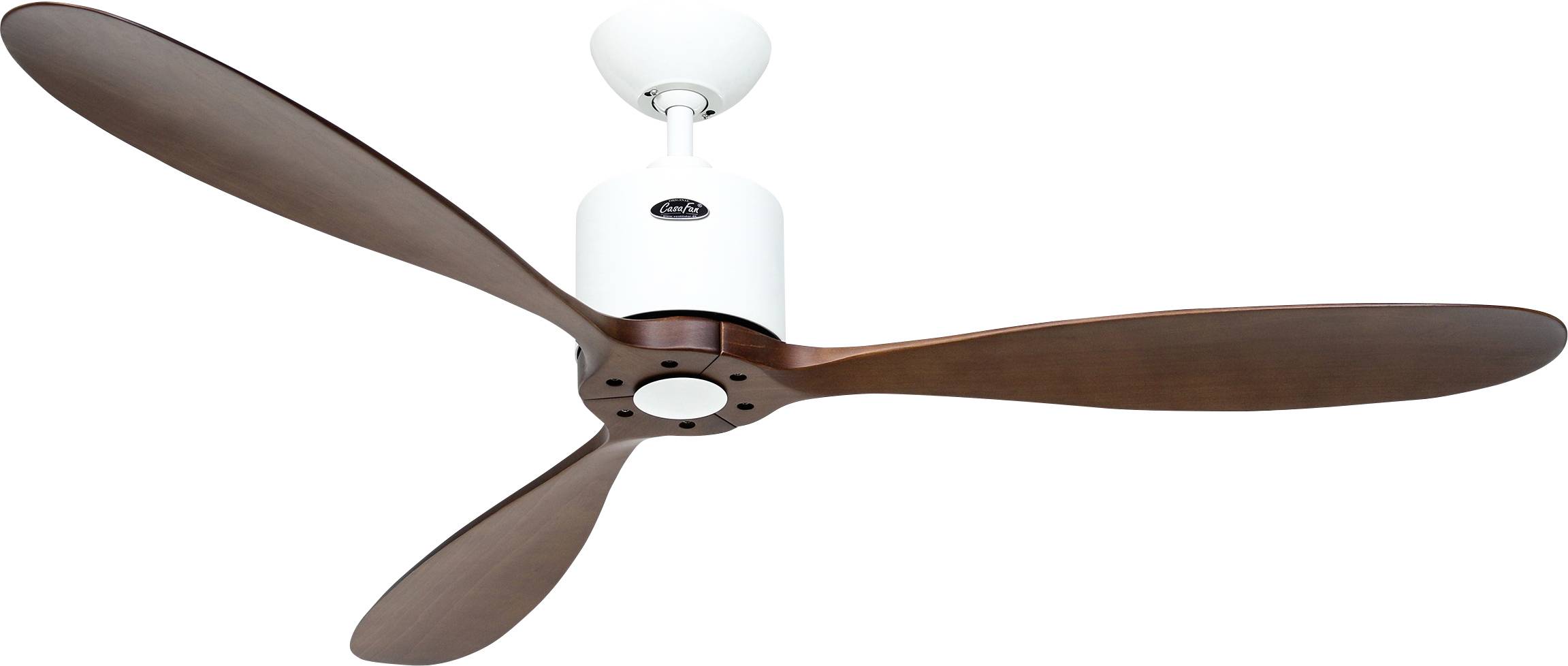 CasaFan AEROPLAN ECO 132 WE-NB Flügel Massivholz Nussbaum Deckenventilator 27 W (Ø x H) 132 cm x 310 mm Weiß mit Fernbed...