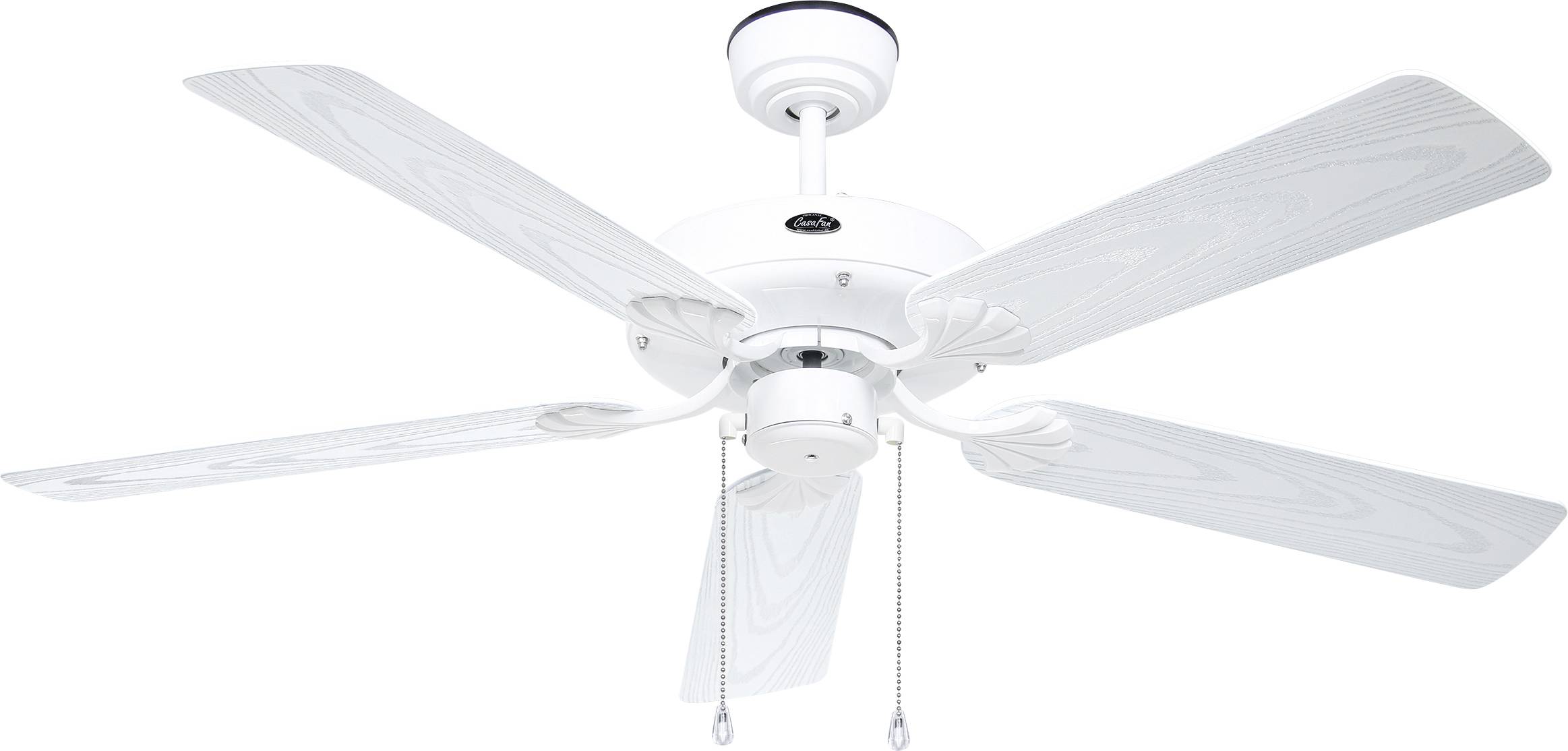 CasaFan CLASSIC OUTDOOR 132 WE-EW Flügel Kunststoff weiß Eiche Dekor Deckenventilator 60 W (Ø x H) 132 cm x 345 mm Weiß ...