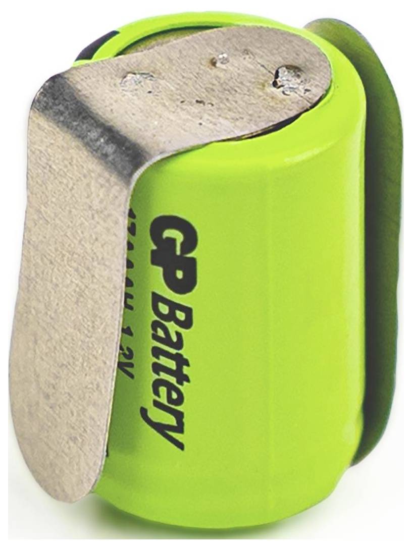 Eine kleine grüne GP-Batterie mit metallischen Kontakten, die an der Oberseite sichtbar sind und darauf hindeuten, dass es sich wahrscheinlich um eine zylindrische Einzel-Zellen-Batterie handelt.