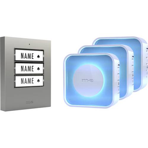 m-e modern-electronics 100082 Funkklingel Komplett-Set beleuchtet, mit Adressfeld