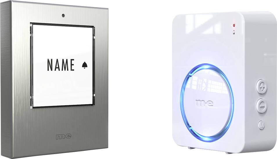 m-e modern-electronics 100126 Funkklingel Komplett-Set beleuchtet, mit Adressfeld