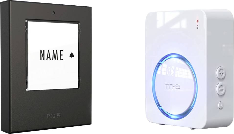 m-e modern-electronics 100127 Funkklingel Komplett-Set beleuchtet, mit Adressfeld