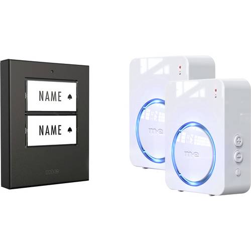 m-e modern-electronics 100147 Funkklingel Komplett-Set beleuchtet, mit Namensschild, mit Bewegungsmelder, klangaktiv