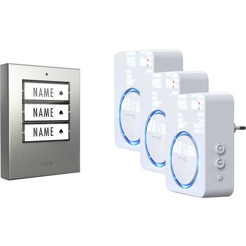 Thumbnail - m-e modern-electronics 100171 Funkklingel Komplett-Set beleuchtet, klangaktiv, mit Bewegungsmelder, mit Namensschild