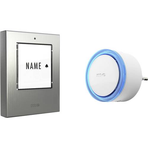 m-e modern-electronics 100121 Funkklingel Komplett-Set beleuchtet, mit Namensschild