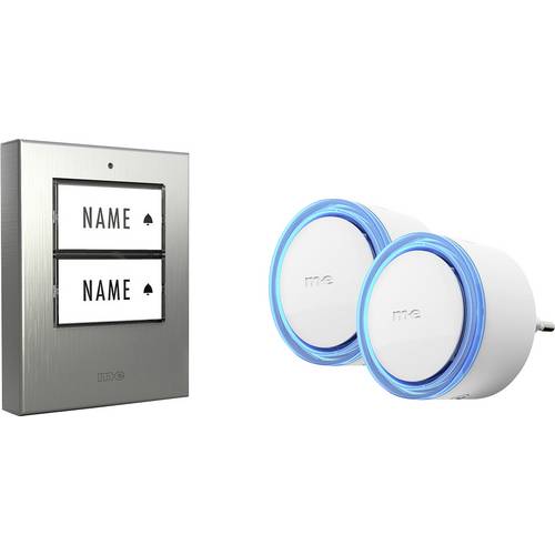 m-e modern-electronics 100141 Funkklingel Komplett-Set beleuchtet, mit Namensschild
