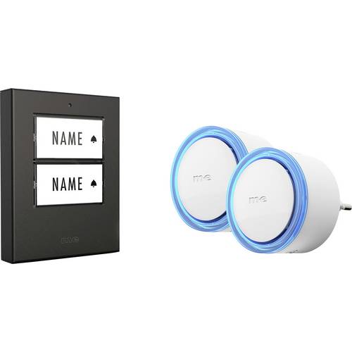 m-e modern-electronics 100142 Funkklingel Komplett-Set beleuchtet, mit Namensschild