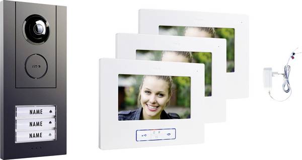 m-e modern-electronics VD ALU 6730 A Video-Türsprechanlage Komplett-Set Weiß, Anthrazit