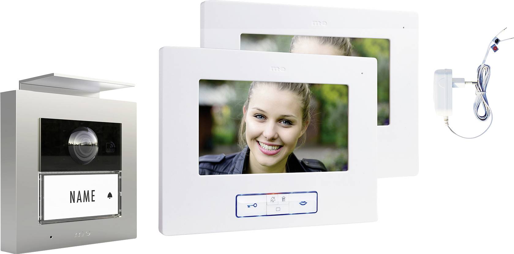 m-e modern-electronics VDV 20116 S Video-Türsprechanlage Weiß, Anthrazit