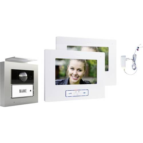 m-e modern-electronics VDV 20116 S Video-Türsprechanlage Weiß, Anthrazit
