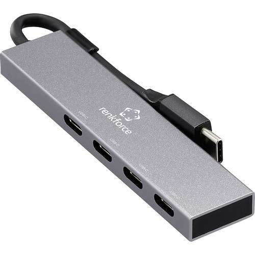 Renkforce RF-6902308 USB-Hub 4 Port USB-C® USB 3.2 Gen2 10 GBit/s mit USB-C® Stecker Grau RF-USBCH-205