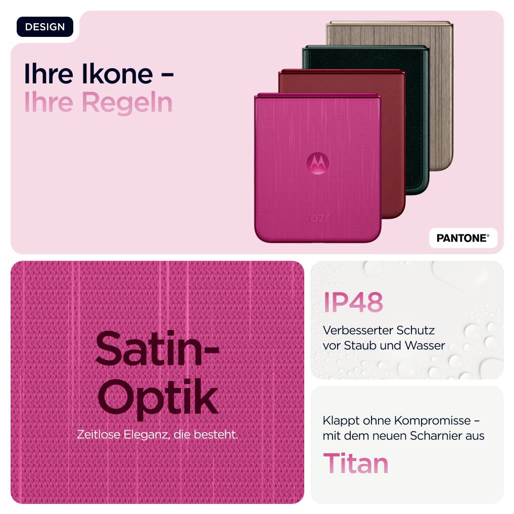 Seitenansicht eines türkisfarbenen Geräts mit zwei runden Elementen oben, beschriftet mit „Dolby Atmos", was auf Audioverstärkungsfähigkeiten hindeutet.