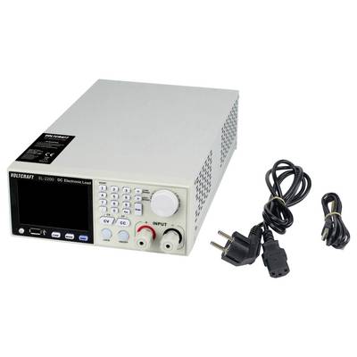 Gleichstrom-Elektronische Lastvorrichtung mit Display, Tasten und Eingangsklemmen, dargestellt mit Stromkabeln, zur Prüfung und Messung elektrischer Schaltkreise.