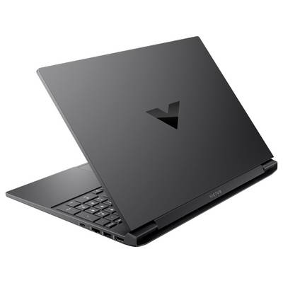 Ein schlanker schwarzer Laptop ist leicht geöffnet und zeigt eine hintergrundbeleuchtete Tastatur. Das Logo ist auf dem Deckel sichtbar und vermittelt ein modernes und professionelles Design.