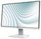 Ein moderner Computermonitor mit elegantem, schlankem Design und einem geometrischen Wellenmuster auf dem Bildschirm.