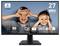 Eine Frau und ein Kind vor einem Monitor, beide lächeln und formen mit ihren Händen Brillen. Monitorfunktionen werden eingeblendet.