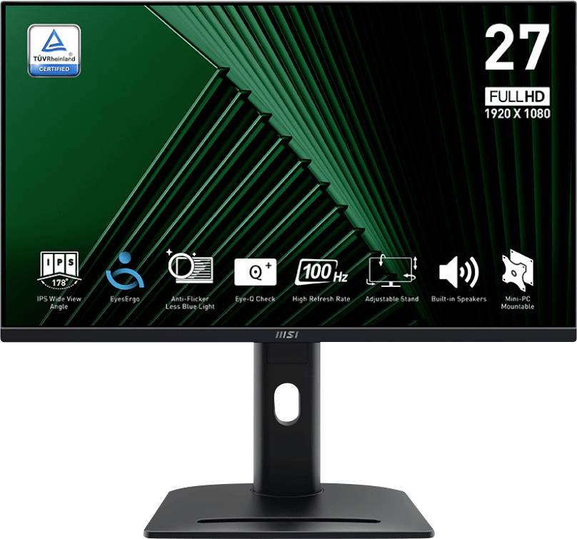 MSI PRO MP275PGDE LED-Monitor EEK E (A - G) 68.6 cm (27 Zoll) 1920 x 1080 Pixel 16:9 4 ms HDMI®, DisplayPort, VGA, Kopfh-0