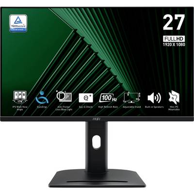 MSI PRO MP275PGDE LED-Monitor EEK E (A - G) 68.6 cm (27 Zoll) 1920 x 1080 Pixel 16:9 4 ms HDMI®, DisplayPort, VGA, Kopfh-0
