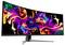 Ein vibranter, ultrabreiter gebogener Gaming-Monitor, der abstrakte Kunstwerke in leuchtenden Farben zeigt. Das zentrale Logo liest sich "MSI". Entwickelt für immersive Spielerlebnisse.