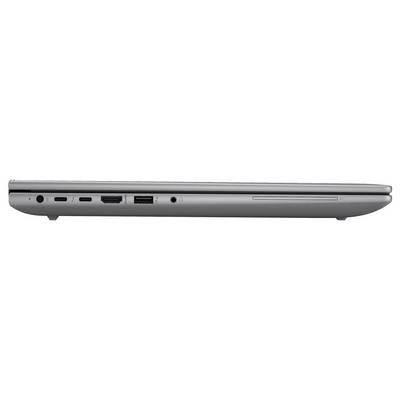 Seitenansicht eines geschlossenen Laptops mit mehreren Anschlüssen, darunter USB-C, USB-A, Ethernet, HDMI und Kopfhörerbuchse sowie ein Steckplatz für ein optisches Laufwerk.