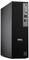 Ein schwarzer Dell-Desktop-Tower mit vertikalen Rillen und mehreren vorderen Anschlüssen für USB und Audioverbindungen.