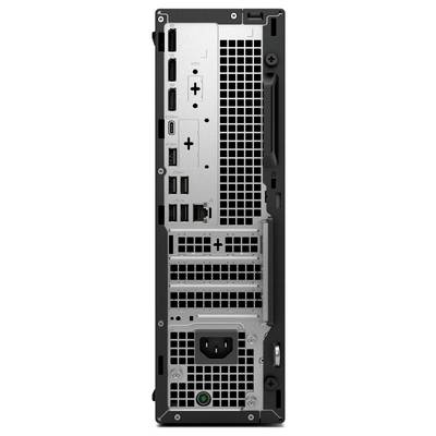 Das Bild zeigt die Rückseite eines Desktop-Computergehäuses mit mehreren Anschlüssen für Konnektivität und Stromversorgungseingängen, die vertikal angeordnet sind.