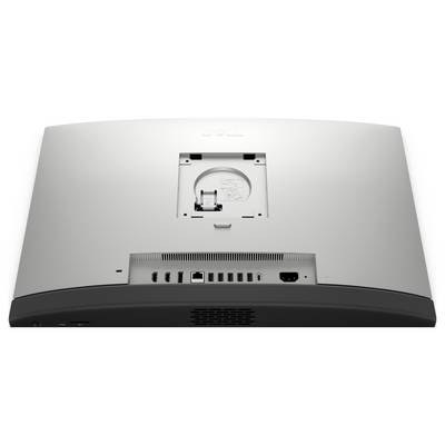 Die Rückansicht eines Dell-Monitors zeigt Anschlüsse wie HDMI, DisplayPort und Netzteilanschluss, mit einem Steckplatz für die Montage.