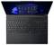 Schwarzer Laptop geöffnet mit Draufsicht, zeigt Tastatur und Bildschirm mit einer Rasteranordnung von Anwendungssymbolen auf blauem Hintergrund.